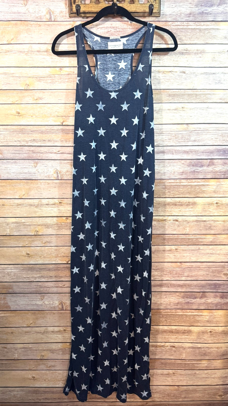 Denim & Supply Ralph Lauren Navy Blue White Stars Sleeveless Maxi Tank Dress L